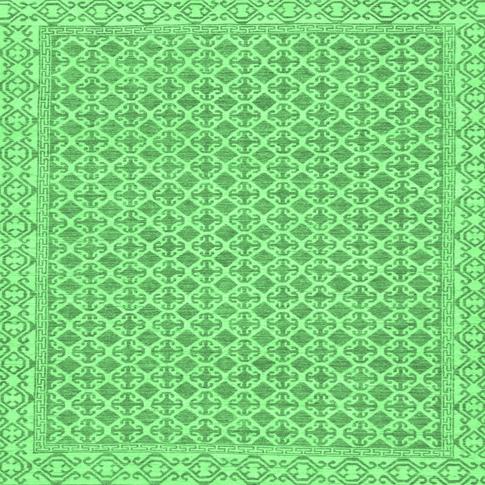 Square Machine Washable Oriental Emerald Green Modern Area Rugs, wshabs292emgrn