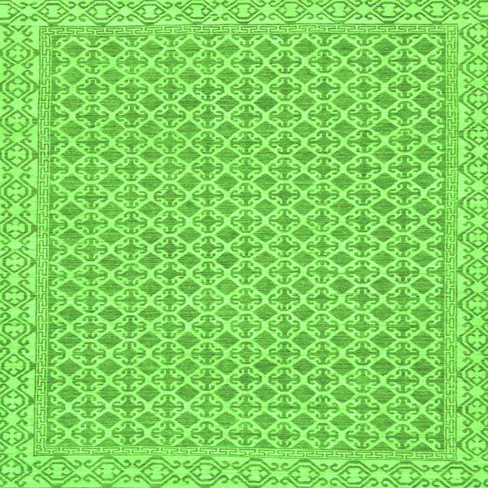 Square Machine Washable Oriental Green Modern Area Rugs, wshabs292grn