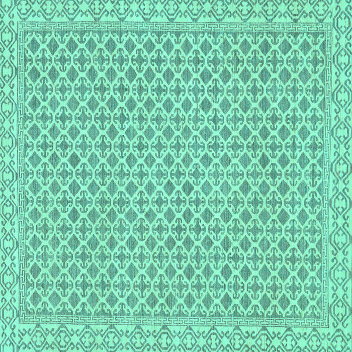 Square Machine Washable Oriental Turquoise Modern Area Rugs, wshabs292turq