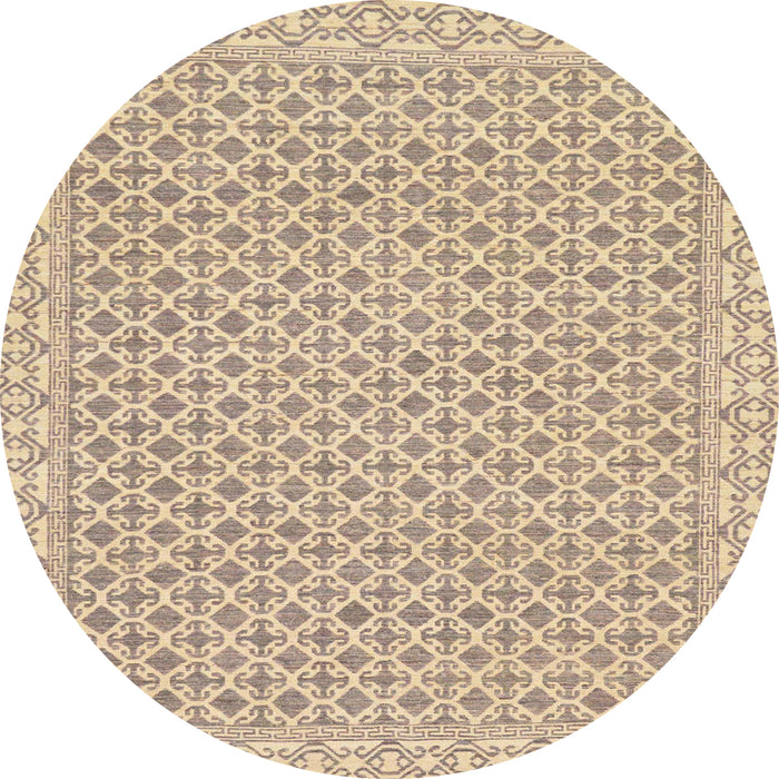 Round Abstract Camel Brown Oriental Rug, abs292