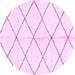 Round Machine Washable Solid Pink Modern Rug, wshabs2930pnk