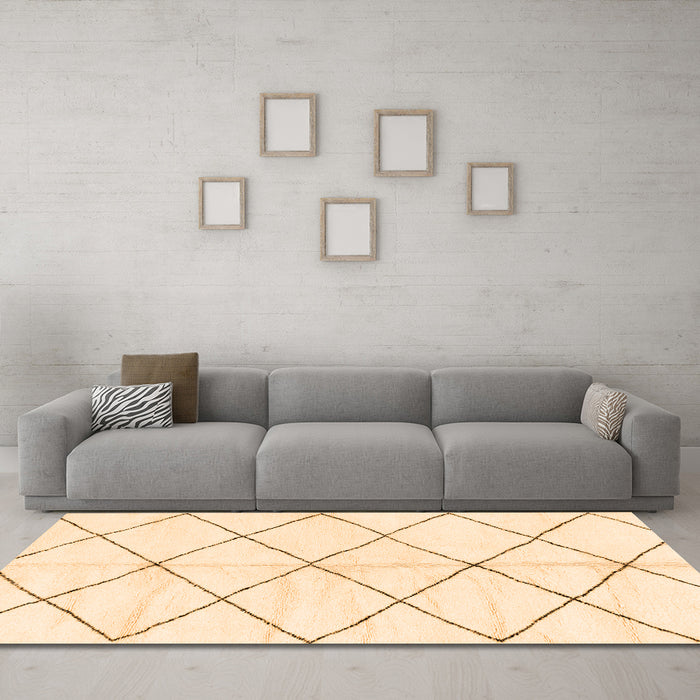 Machine Washable Solid Orange Modern Area Rugs in a Living Room, wshabs2930org