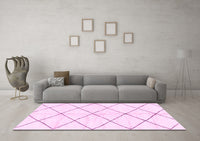 Machine Washable Solid Pink Modern Rug, wshabs2930pnk