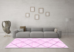Machine Washable Solid Pink Modern Rug in a Living Room, wshabs2930pnk