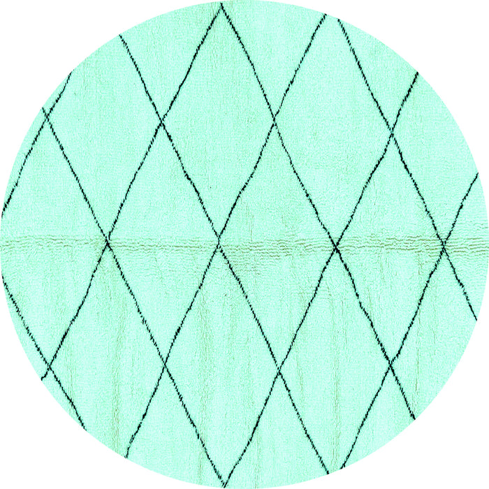 Round Machine Washable Solid Turquoise Modern Area Rugs, wshabs2930turq