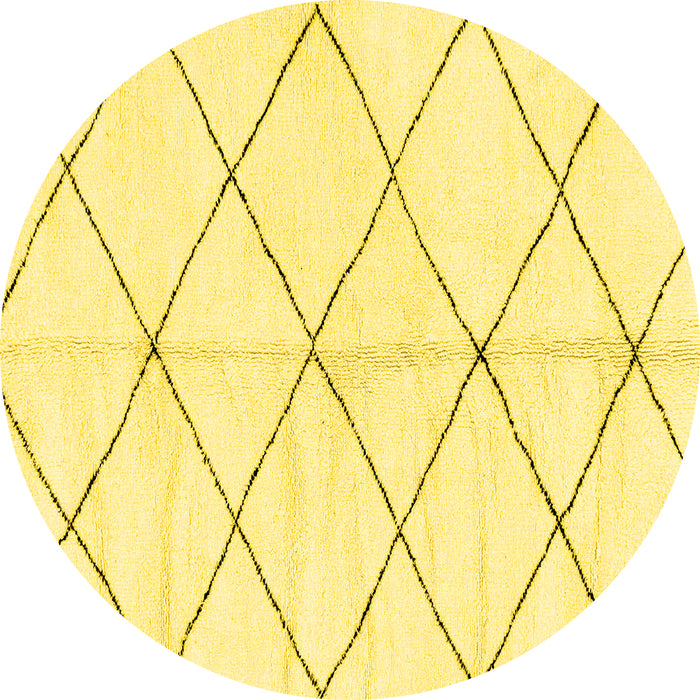 Round Machine Washable Solid Yellow Modern Rug, wshabs2930yw