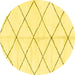 Round Machine Washable Solid Yellow Modern Rug, wshabs2930yw