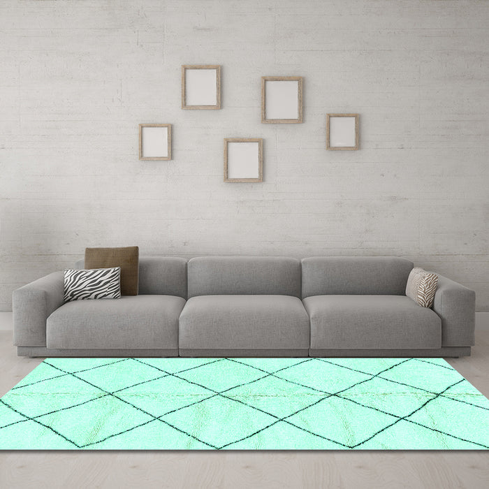 Machine Washable Solid Turquoise Modern Area Rugs in a Living Room,, wshabs2930turq