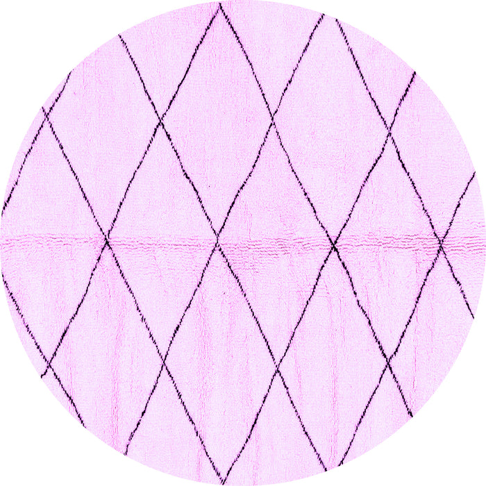 Round Machine Washable Solid Purple Modern Area Rugs, wshabs2930pur