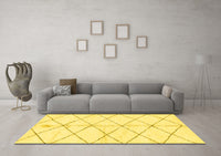 Machine Washable Solid Yellow Modern Rug, wshabs2931yw