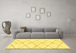 Machine Washable Solid Yellow Modern Rug in a Living Room, wshabs2931yw