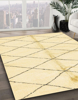 Abstract Yellow Solid Rug in Family Room, abs2931