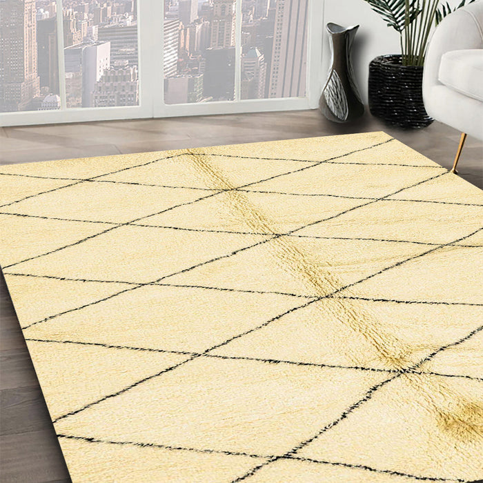 Machine Washable Abstract Yellow Rug in a Family Room, wshabs2931