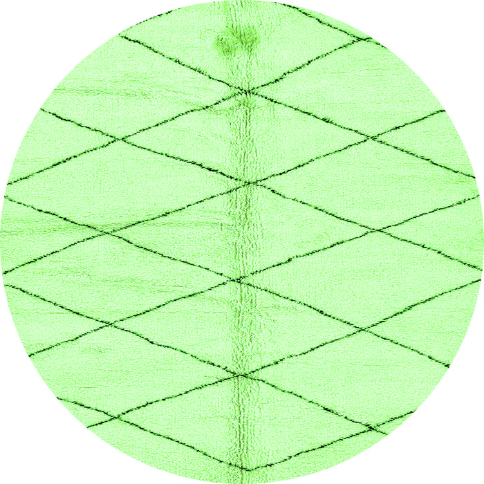 Round Machine Washable Solid Green Modern Area Rugs, wshabs2931grn