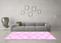 Machine Washable Solid Pink Modern Rug, wshabs2931pnk