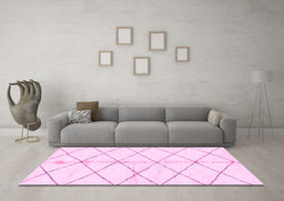 Machine Washable Solid Pink Modern Rug in a Living Room, wshabs2931pnk