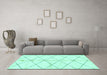 Machine Washable Solid Turquoise Modern Area Rugs in a Living Room,, wshabs2931turq