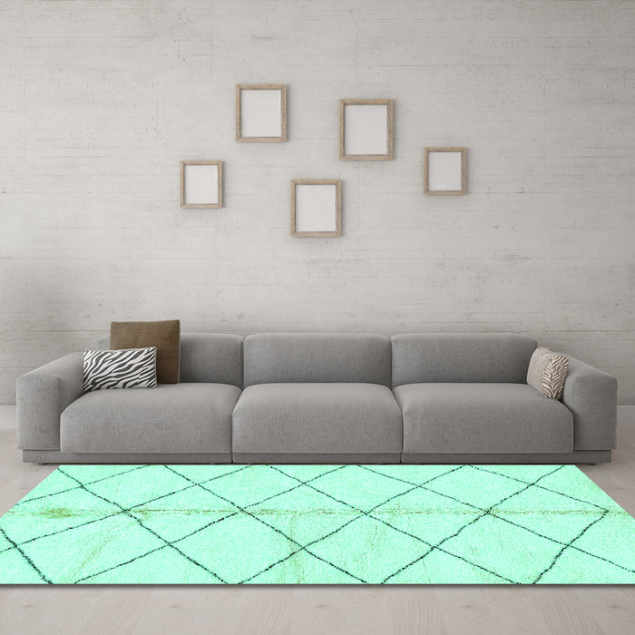 Machine Washable Solid Turquoise Modern Area Rugs in a Living Room,, wshabs2931turq
