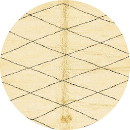 Round Machine Washable Abstract Yellow Rug, wshabs2931