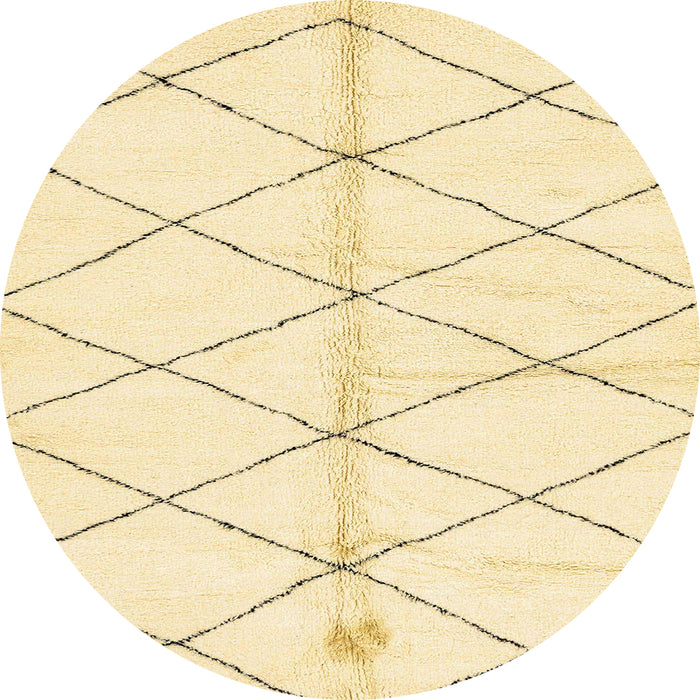Round Machine Washable Abstract Yellow Rug, wshabs2931