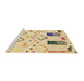 Sideview of Machine Washable Abstract Sun Yellow Rug, wshabs2932