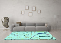 Machine Washable Solid Light Blue Modern Rug, wshabs2932lblu