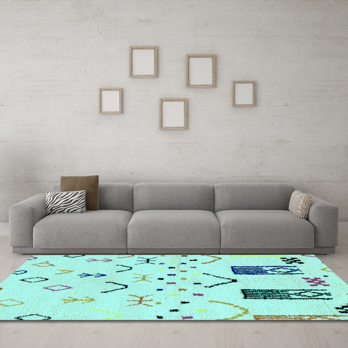 Machine Washable Solid Light Blue Modern Rug in a Living Room, wshabs2932lblu