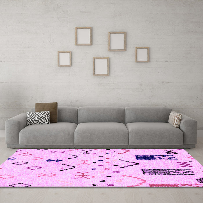 Machine Washable Solid Purple Modern Area Rugs in a Living Room, wshabs2932pur
