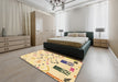 Machine Washable Abstract Sun Yellow Rug in a Bedroom, wshabs2932