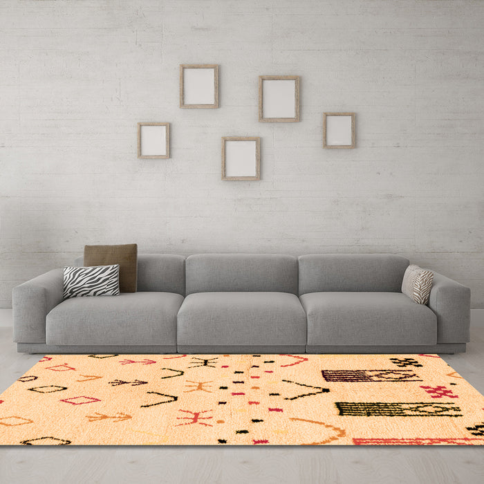 Machine Washable Solid Orange Modern Area Rugs in a Living Room, wshabs2932org