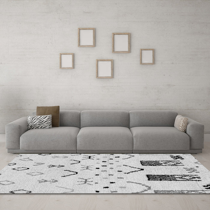 Machine Washable Solid Gray Modern Rug in a Living Room,, wshabs2932gry