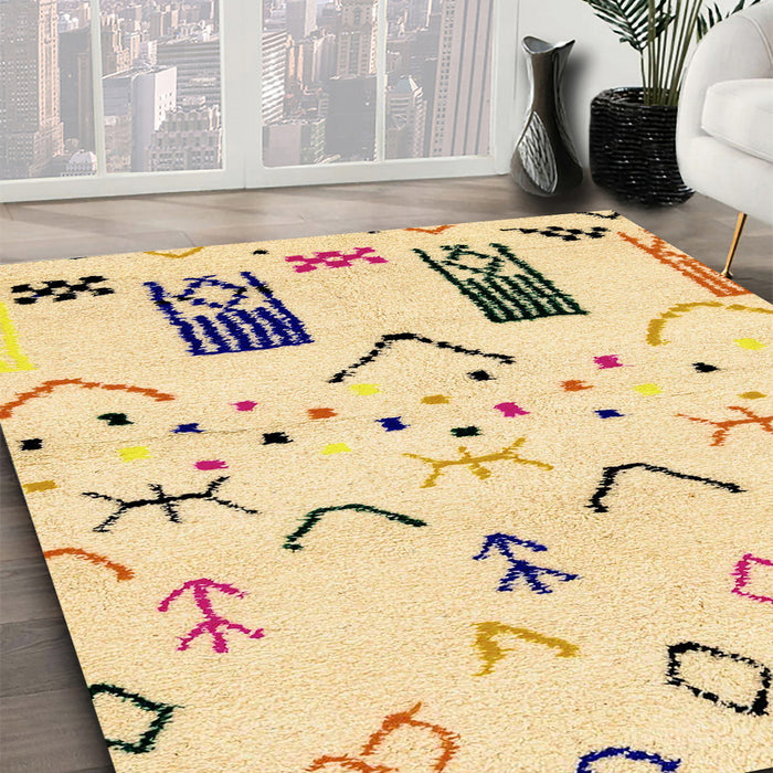 Abstract Sun Yellow Solid Rug in Family Room, abs2932