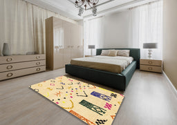 Abstract Sun Yellow Solid Rug in a Bedroom, abs2932