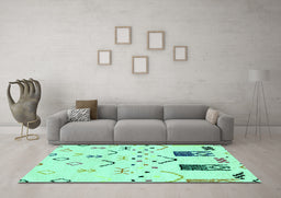 Machine Washable Solid Turquoise Modern Area Rugs in a Living Room,, wshabs2932turq
