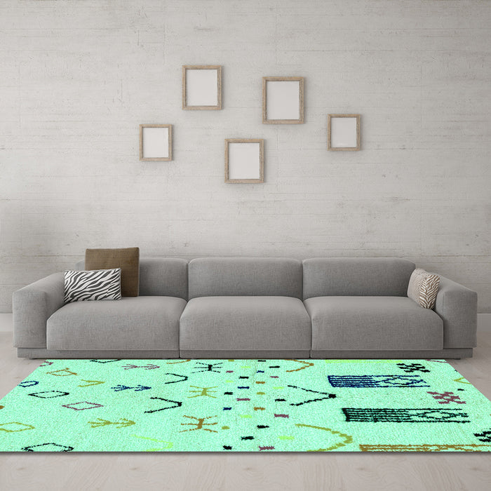 Machine Washable Solid Turquoise Modern Area Rugs in a Living Room,, wshabs2932turq