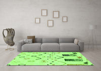 Machine Washable Solid Green Modern Rug, wshabs2932grn