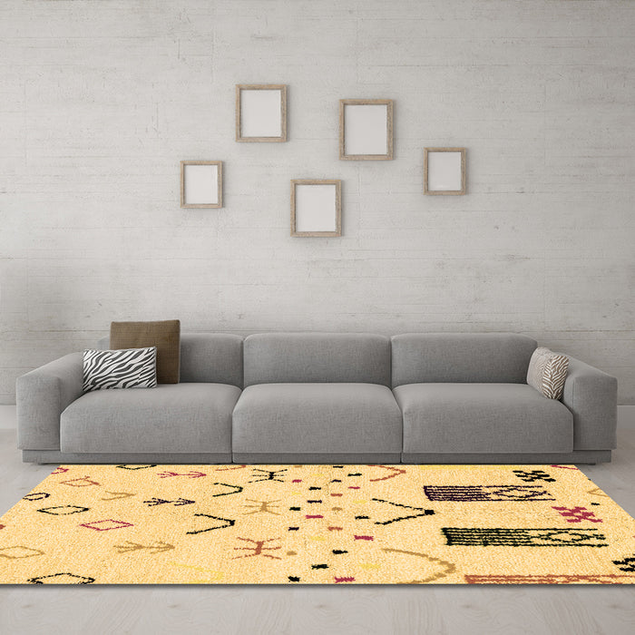 Machine Washable Solid Brown Modern Rug in a Living Room,, wshabs2932brn