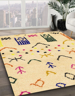 Machine Washable Abstract Sun Yellow Rug in a Family Room, wshabs2932