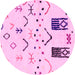 Round Solid Pink Modern Rug, abs2932pnk