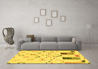 Machine Washable Solid Yellow Modern Rug, wshabs2932yw