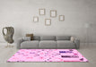 Machine Washable Solid Pink Modern Rug in a Living Room, wshabs2932pnk