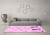 Machine Washable Solid Pink Modern Rug, wshabs2932pnk