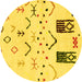 Round Solid Yellow Modern Rug, abs2932yw