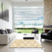 Square Abstract Khaki Gold Solid Rug in a Living Room, abs2933