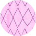 Round Machine Washable Solid Pink Modern Rug, wshabs2933pnk