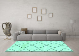 Machine Washable Solid Turquoise Modern Area Rugs in a Living Room,, wshabs2933turq