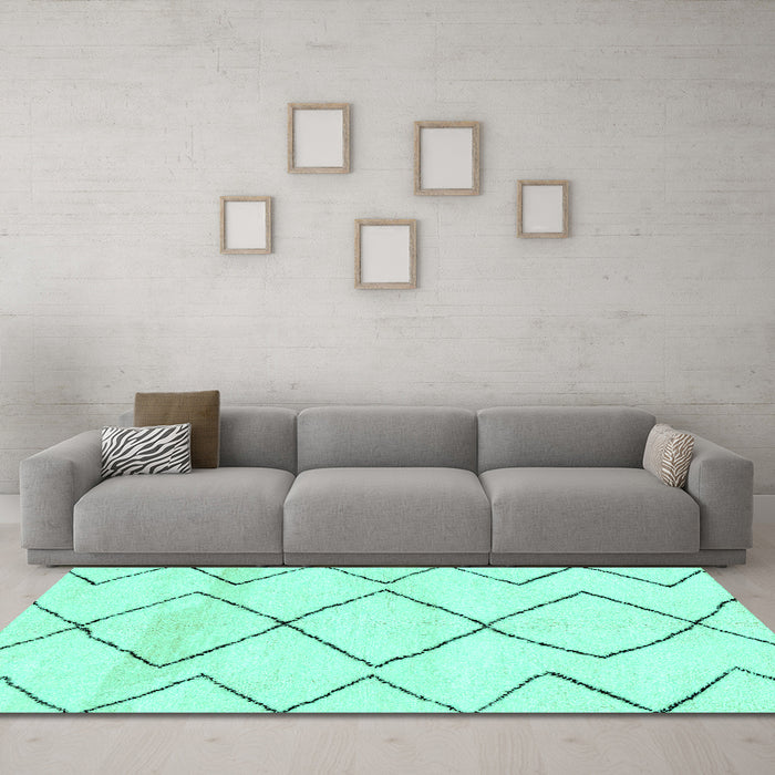 Machine Washable Solid Turquoise Modern Area Rugs in a Living Room,, wshabs2933turq