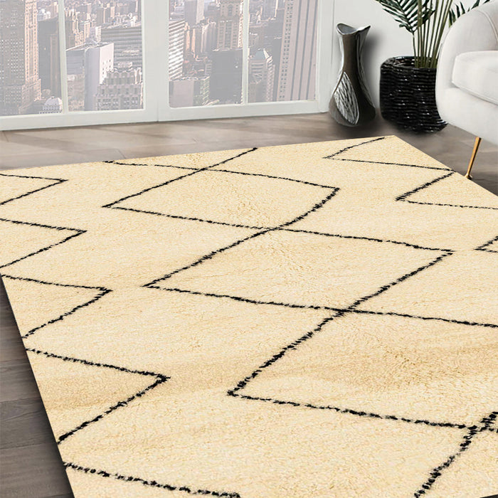 Abstract Khaki Gold Solid Rug in Family Room, abs2933