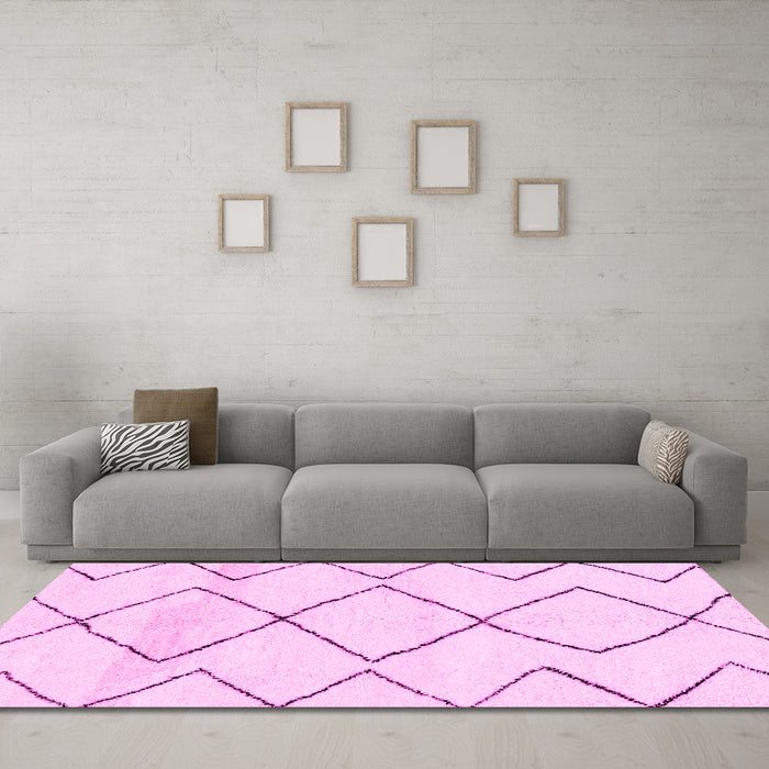 Machine Washable Solid Pink Modern Rug in a Living Room, wshabs2933pnk