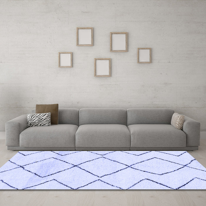 Machine Washable Solid Blue Modern Rug in a Living Room, wshabs2933blu